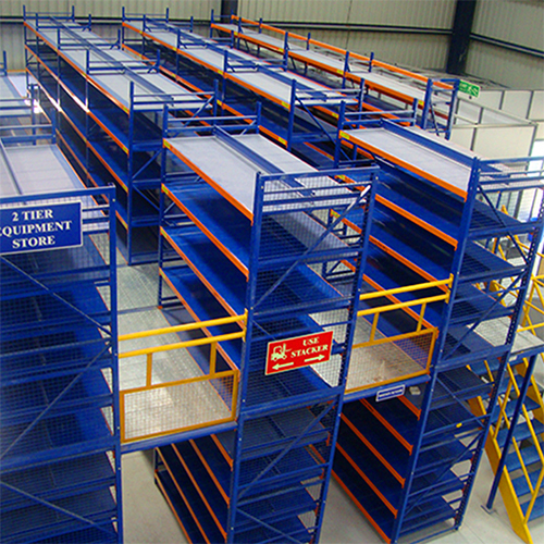Industrial two and multi tier racking system with walkways